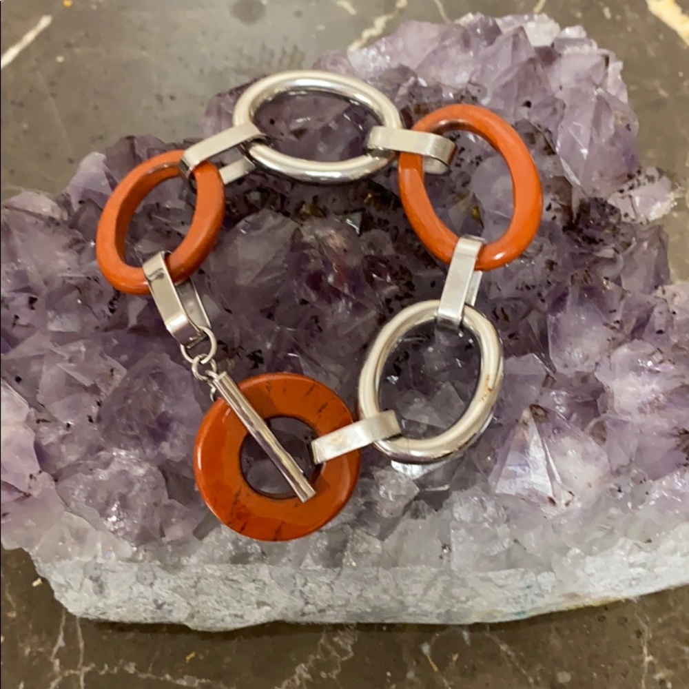 Carnelian and stainless steel bracelet